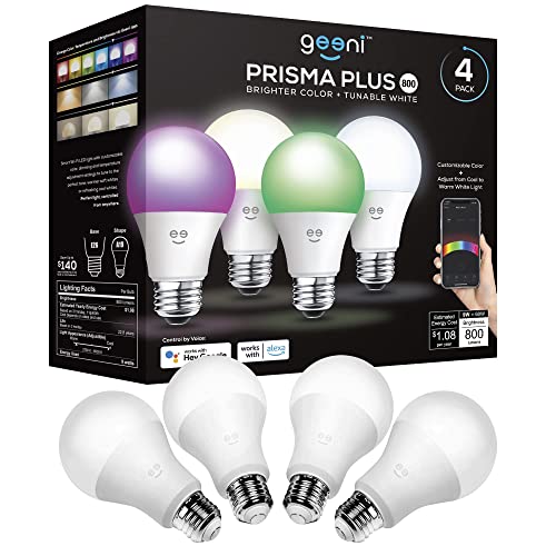 Geeni Prisma Plus Smart LED Light Bulb 4-Pack