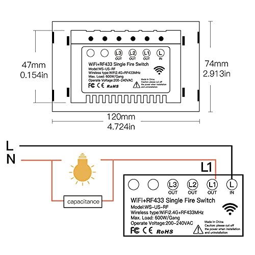 MOES Smart Touch Wall Switch - No Neutral Needed