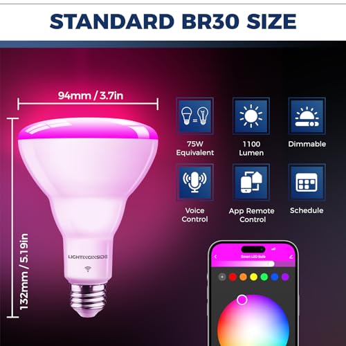 Smart BR30 Light Bulbs Compatible with Alexa/Google