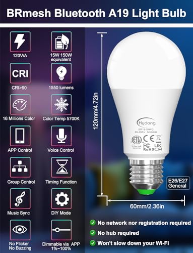 HYDONG 15W Smart Color Changing Light Bulb