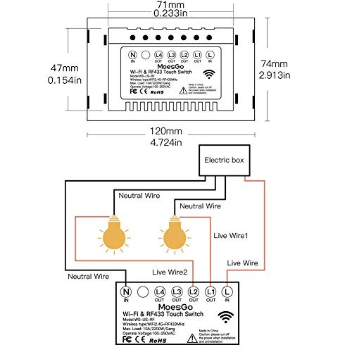 MoesGo WiFi Smart Touch Wall Light Switch