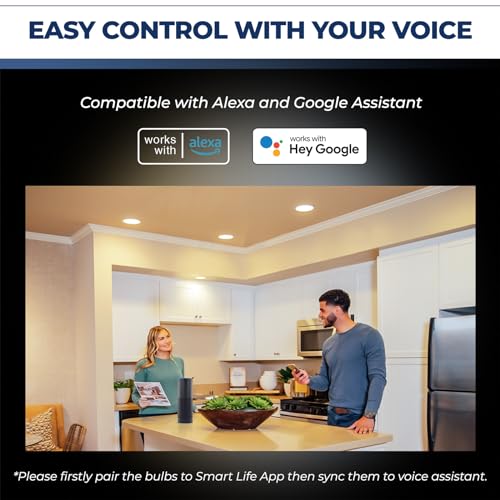 Smart BR30 Light Bulbs Compatible with Alexa/Google