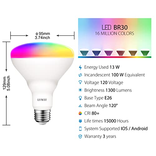 LVWIT Smart Wi-Fi LED Bulbs, RGB Color Changing