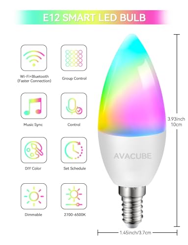 AVACUBE Smart E12 Candelabra Bulbs - 4 Pack