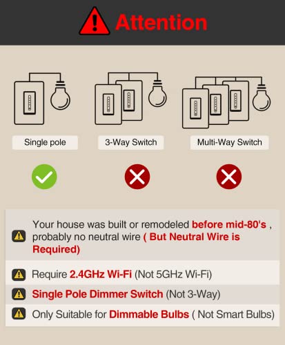 Smart Dimmer Switch Compatible with Alexa & Google Home