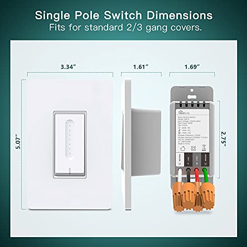 TREATLIFE WiFi Smart Dimmer Switch with Voice Control