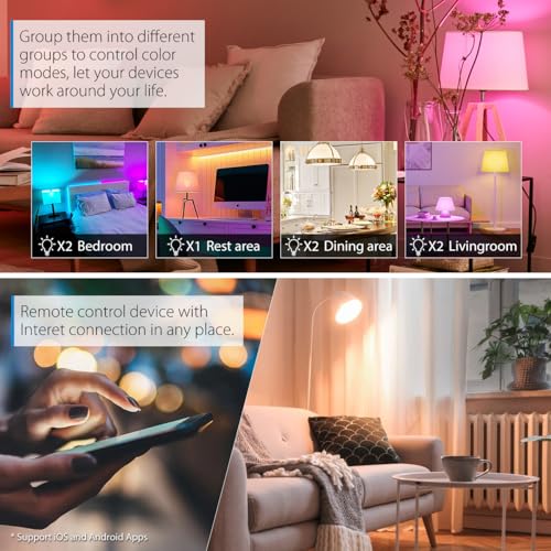 LVWIT Smart Wi-Fi LED Bulbs, RGB Color Changing