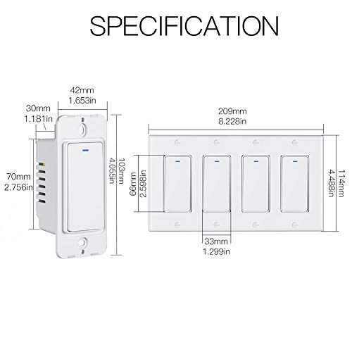 MoesGo WiFi Smart Light Switch 4 Gang
