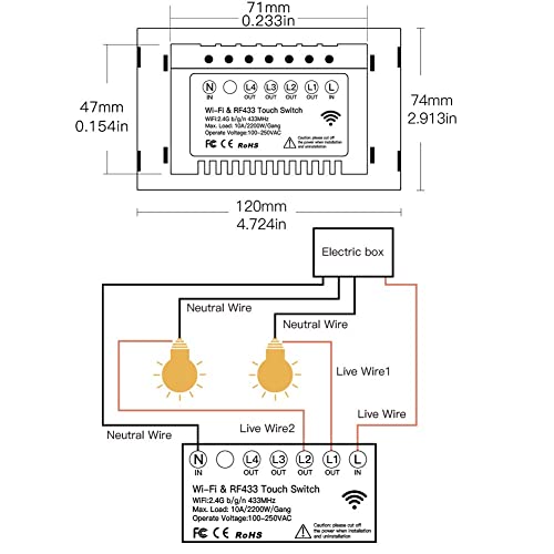 MOES 3-Gang Smart WiFi Touch Wall Switch