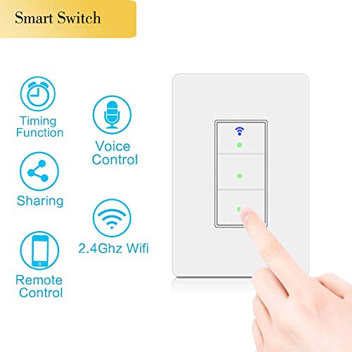 WiFi Smart Light Switch, Triple Switch, Alexa/Google Compatible