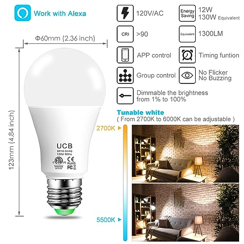 Smart Tunable LED Bulbs for Alexa - 4 Pack