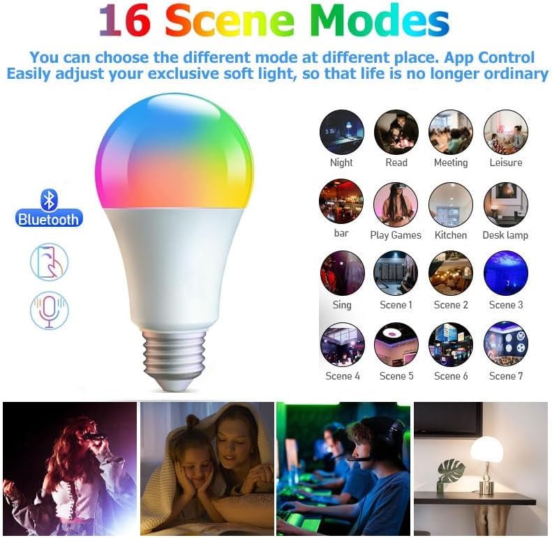 AFINSEA Bluetooth Color Changing Smart Light Bulb