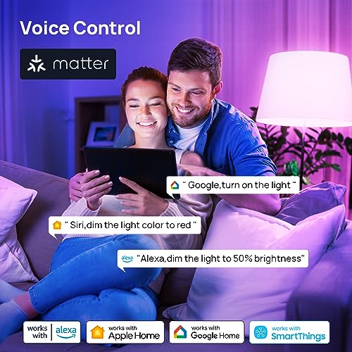 Smart Color Changing WiFi LED Light Bulbs - 3 Pack
