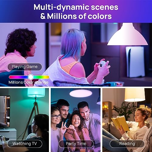 Smart Color Changing WiFi LED Light Bulbs - 3 Pack