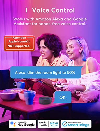 Meross Smart WiFi LED Bulbs, 2-Pack, Multicolor