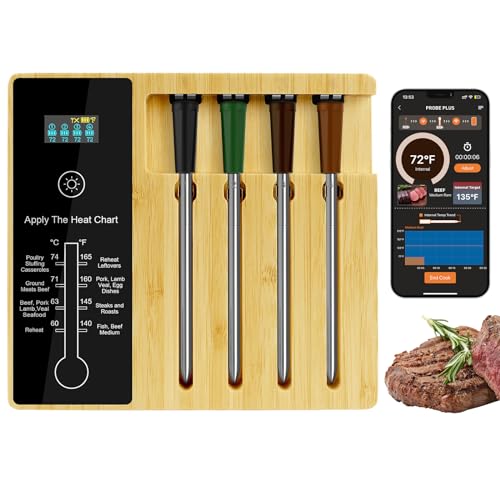 Bluetooth Meat Thermometer with 4 Probes, 500FT Range