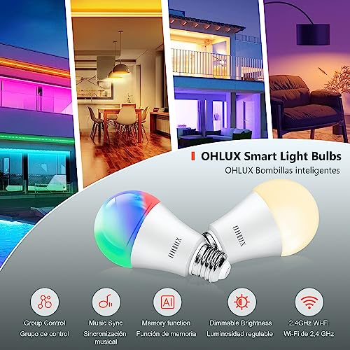 OHLUX Smart WiFi LED Bulbs for Alexa & Google Home