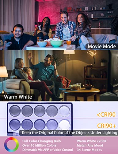 LUMIMAN Smart Color Changing LED Bulbs - 4 Pack