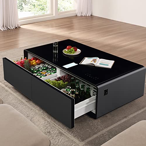 Merax Smart Coffee Table with Built-in Fridge and Speaker
