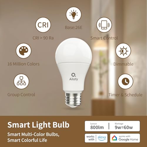 Ailofy Smart LED Light Bulbs, Alexa & Google Compatible
