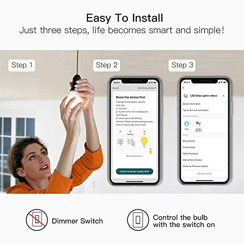 TREATLIFE Smart LED Bulbs - 4-Pack, Dimmable