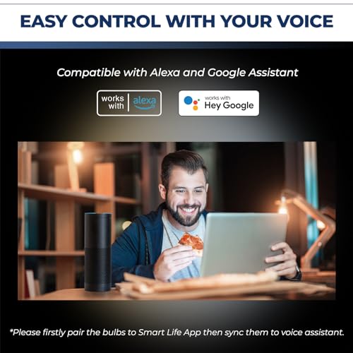 Smart LED Candelabra Bulbs Compatible with Alexa/Google