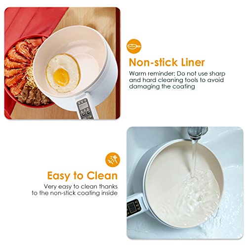 NICAI Kitchen Electric Hot Pot, 1.8L Multifunctional Cooker