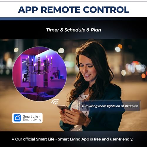 Smart LED Candelabra Bulbs Compatible with Alexa/Google