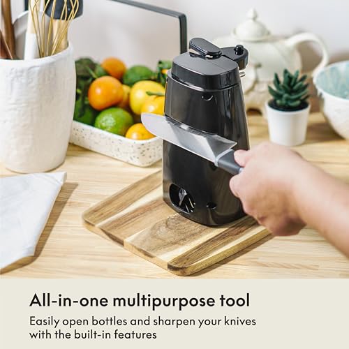 BELLA Electric Can Opener with Knife Sharpener, Multifunctional