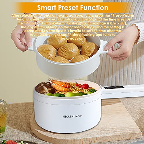 NICAI Kitchen Electric Hot Pot, 1.8L Multifunctional Cooker