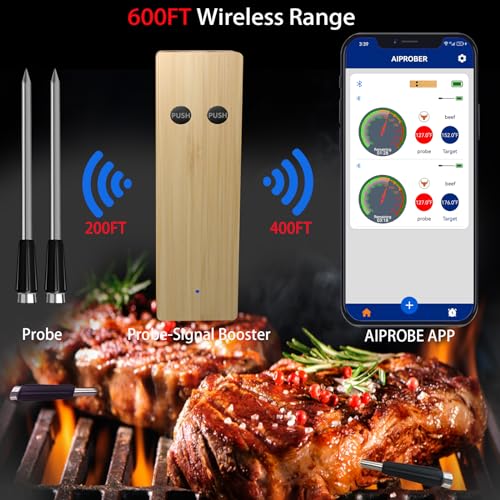 Bluetooth Meat Thermometer with 500FT Range and App Control