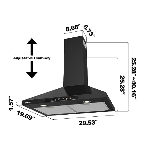 30" Black Range Hood with Voice Control, Wall Mount