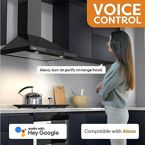 30" Black Range Hood with Voice Control, Wall Mount