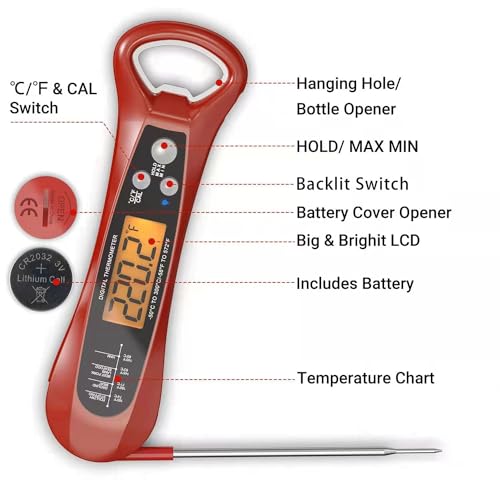 Wireless Meat Thermometer with Display, 2 Probes, 500Ft Range