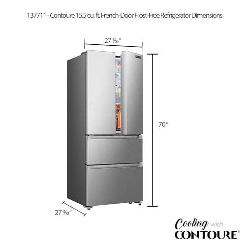 CONTOURE RV French-Door Refrigerator, 15.5 cu.ft. Stainless Steel