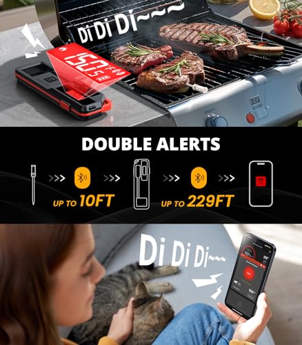 Vicseed Wireless Smart Meat Thermometer - Dual Alerts