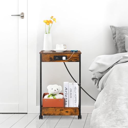 Multifunctional End Table with Charging Station and Storage