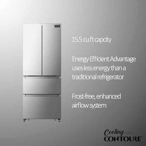 CONTOURE RV French-Door Refrigerator, 15.5 cu.ft. Stainless Steel