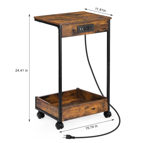 Multifunctional End Table with Charging Station and Storage