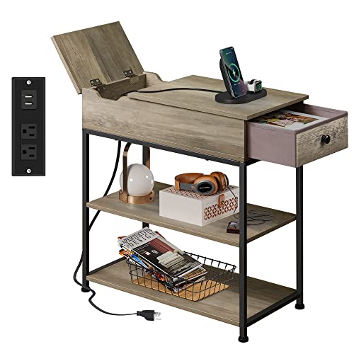 Smart Side Table with USB Ports and Outlets