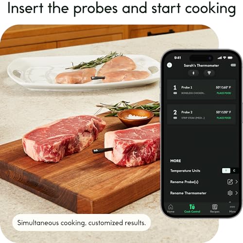 Smart Wireless Meat Thermometer with 2 Probes & Bluetooth