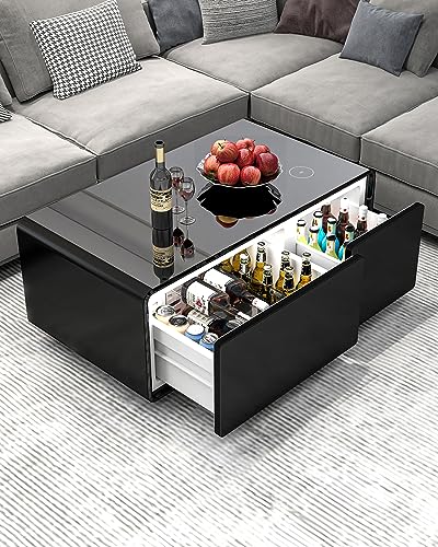 LIVTAB Smart Coffee Table with Fridge & Charging