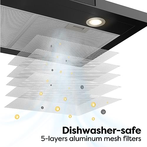 30" Black Range Hood with Voice Control, Wall Mount