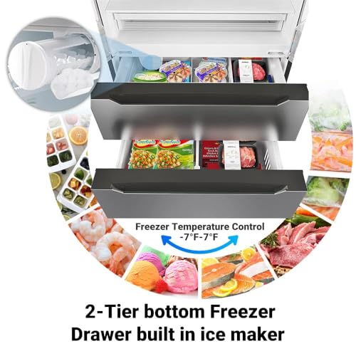 Smad French Door Refrigerator with Ice Maker, Counterdepth