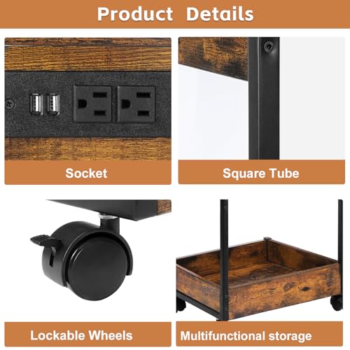 Multifunctional End Table with Charging Station and Storage