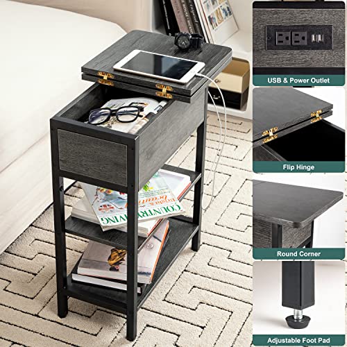 Yoobure End Table with Charging Station and USB Ports