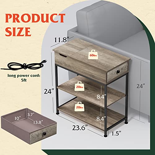 Smart Side Table with USB Ports and Outlets