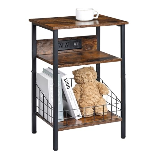 Homsorout 3-Tier Side Table with USB Ports