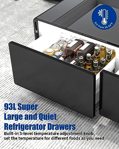 LIVTAB Smart Coffee Table with Fridge & Charging