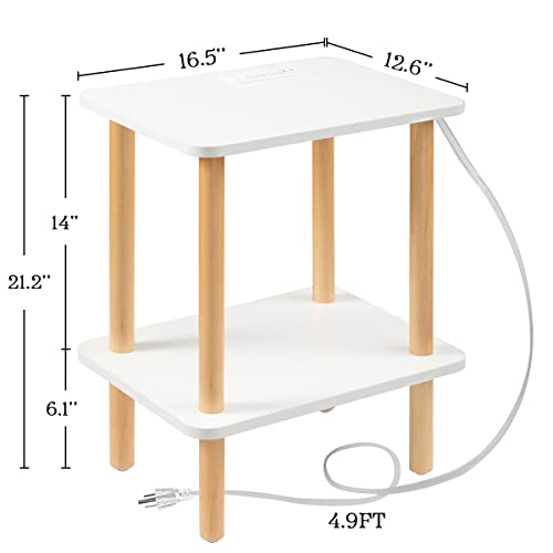 FORAOFUR End Table with Charging Station, USB Ports